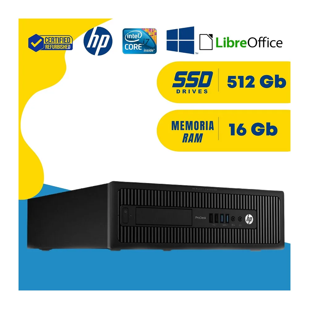 HP, Pc Desktop Pronto All'Uso, Computer Pc Fisso Intel i7, Ram 16Gb, SSD 512Gb, Pacchetto Libre Office, — 2