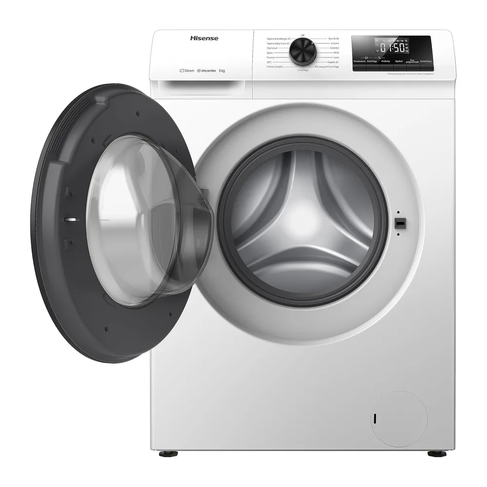 Hisense WFQP801419VM - Lavatrice a Carica Frontale 8 Kg con Vapore, 15 Programmi, Display LED, Partenza — 3