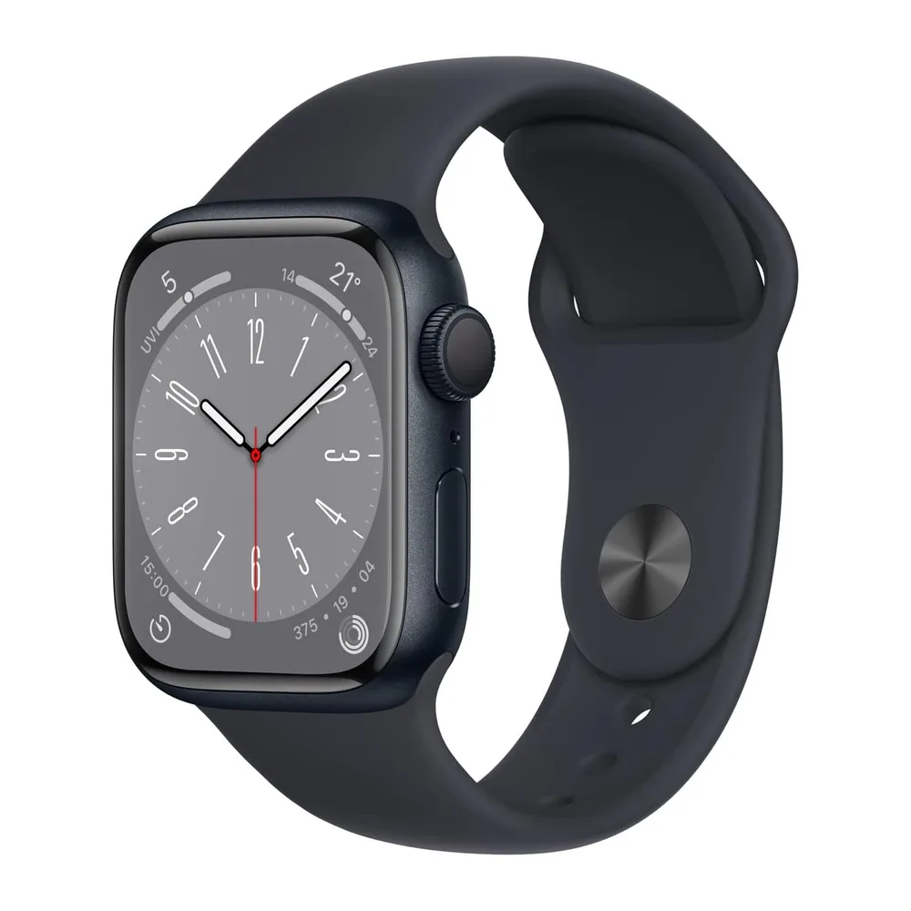 Apple Watch Series 8 (GPS, 41MM) Cassa in Alluminio Mezzanotte con Cinturino Sport Mezzanotte (Ricondizionato)