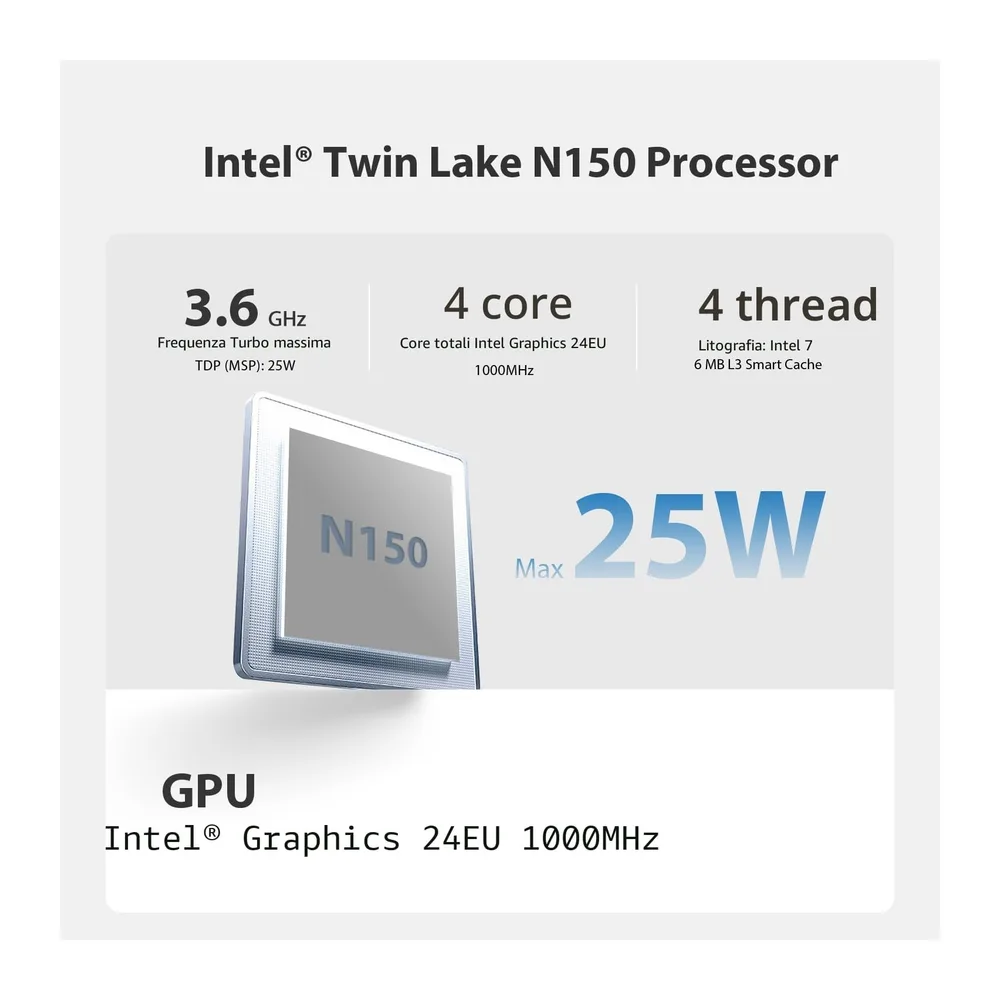 Beelink MINI-S13 Pro Mini PC, Processore Intel Twin Alder Lake-N150 (fino a 3,60 GHz), Mini Computer, 16 GB — 3