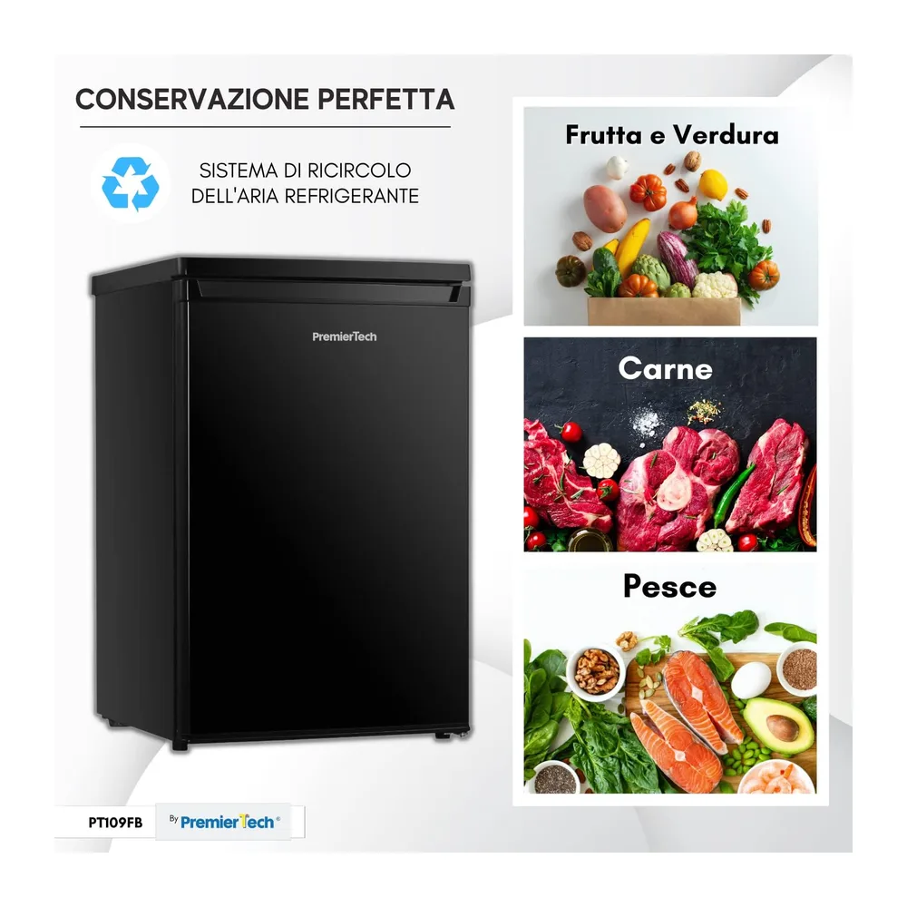 PremierTech Mini Frigo 109 Litri Frigorifero Hotel Ufficio Nero B&B PT109FB [Classe di efficienza energetica — 5