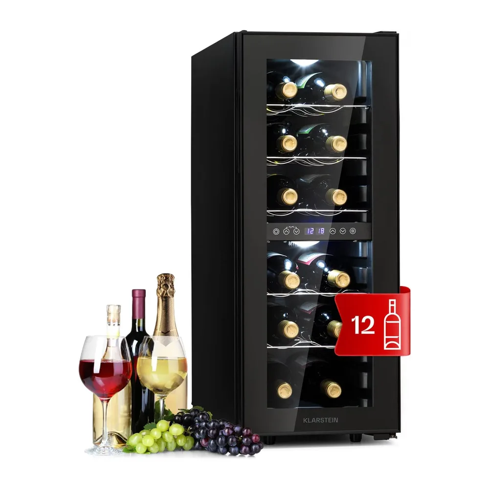 Klarstein Shiraz Cantinetta Vino Nero – 12 Bottiglie, 42 L, Doppia Temperatura | Frigo Vino a Libera