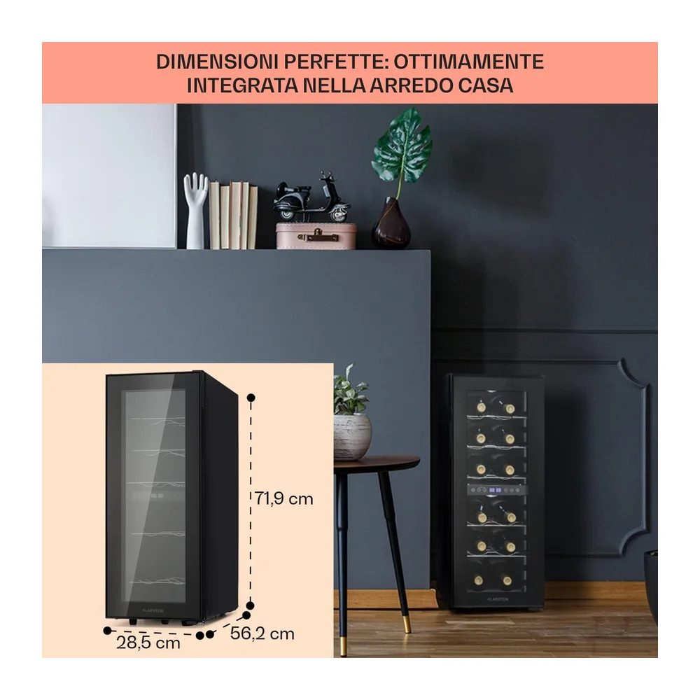 Klarstein Shiraz Cantinetta Vino Nero – 12 Bottiglie, 42 L, Doppia Temperatura | Frigo Vino a Libera — 6