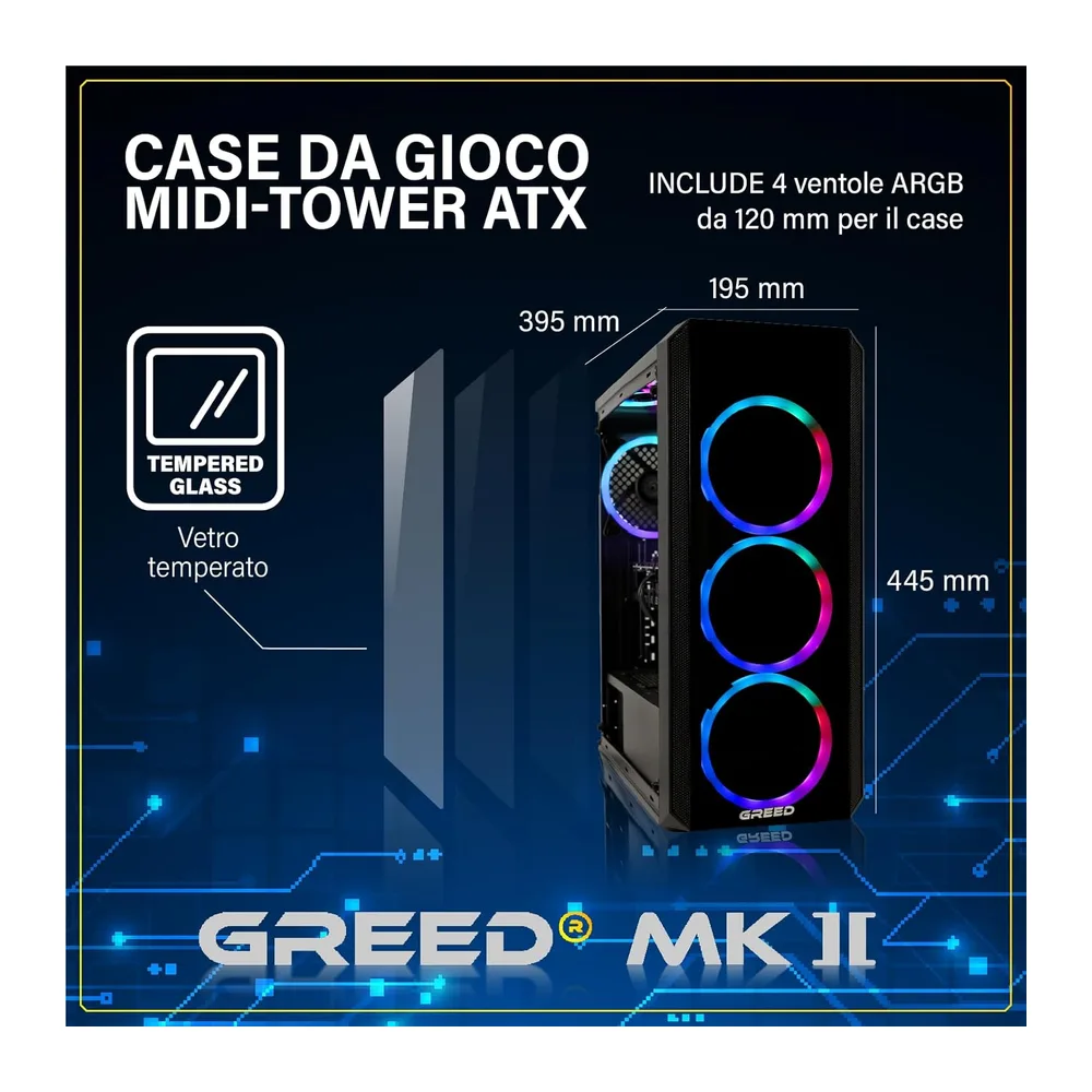 Greed® Mk2 - Gaming PC– AMD Ryzen 7 5700X + AMD Radeon RX 9060 XT (8GB) — 2
