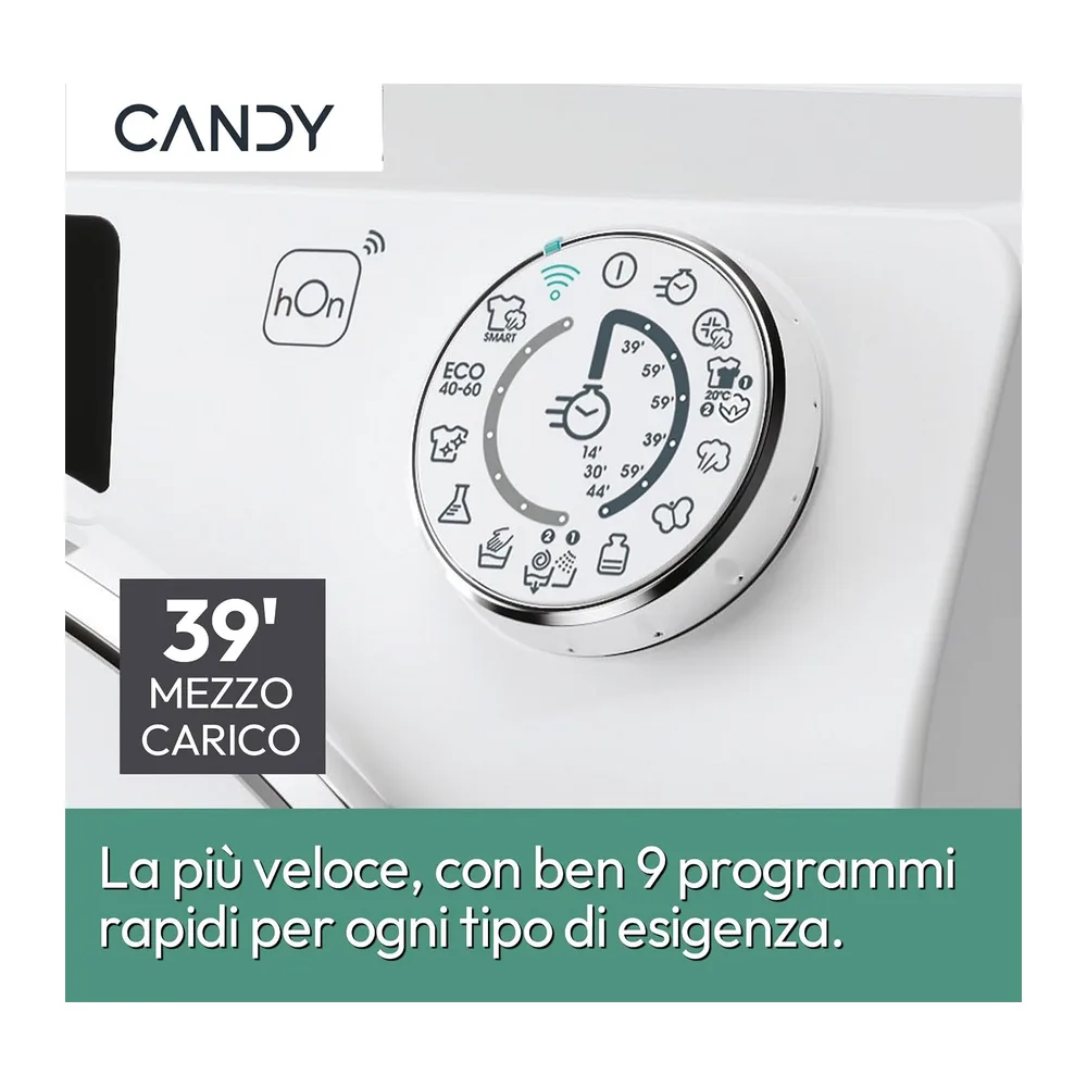 Candy RapidÓ Lavatrice 8 Kg, 1200 Giri, Motore Inverter Speed Drive, Funzione Vapore, Wi-Fi + BLE, Programmi — 3