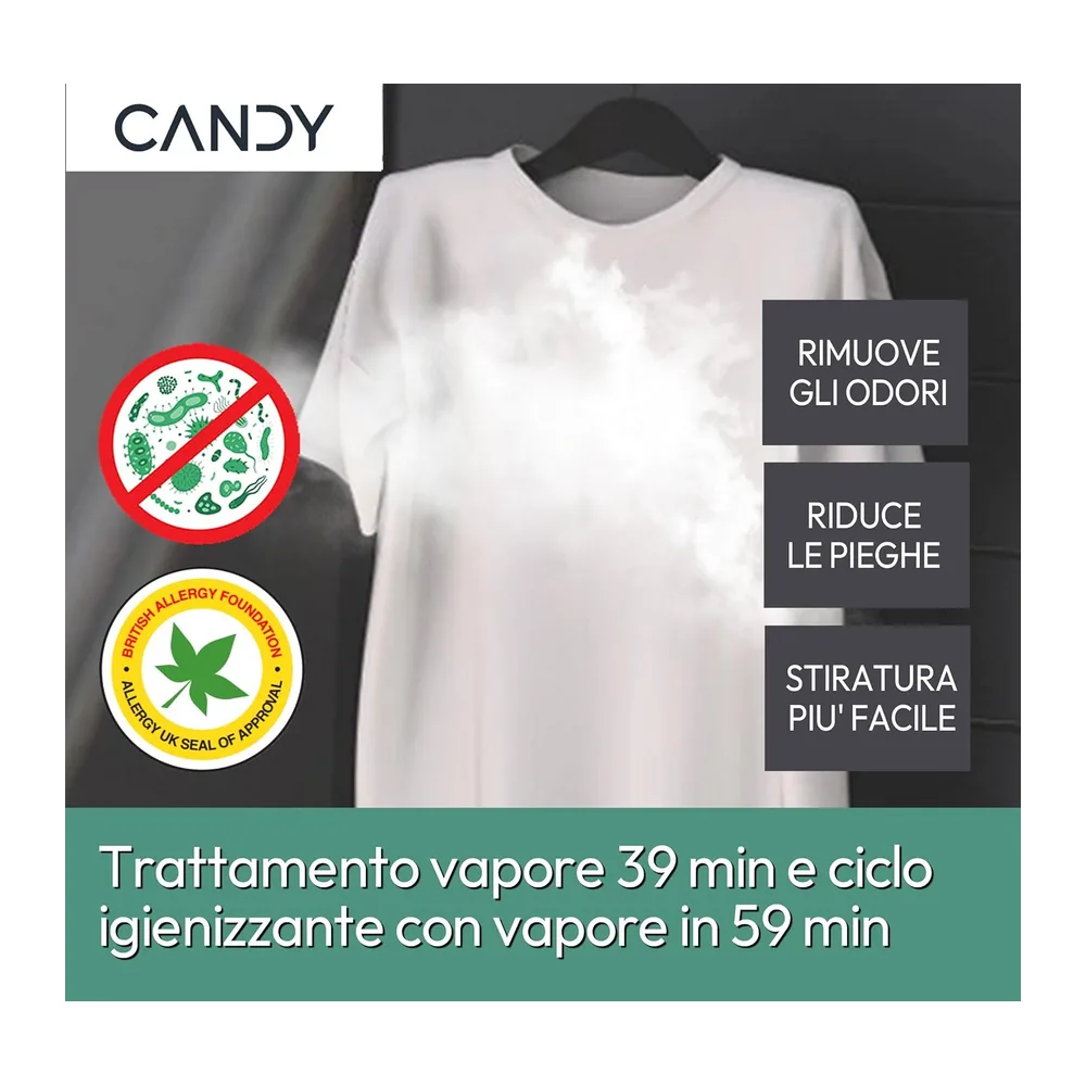Candy RapidÓ Lavatrice 8 Kg, 1200 Giri, Motore Inverter Speed Drive, Funzione Vapore, Wi-Fi + BLE, Programmi — 6