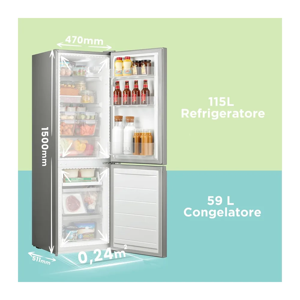 COMFEE' 174L Frigorifero Combinato, Low Frost, RCB169DS2(E) [Classe di efficienza energetica E] — 2
