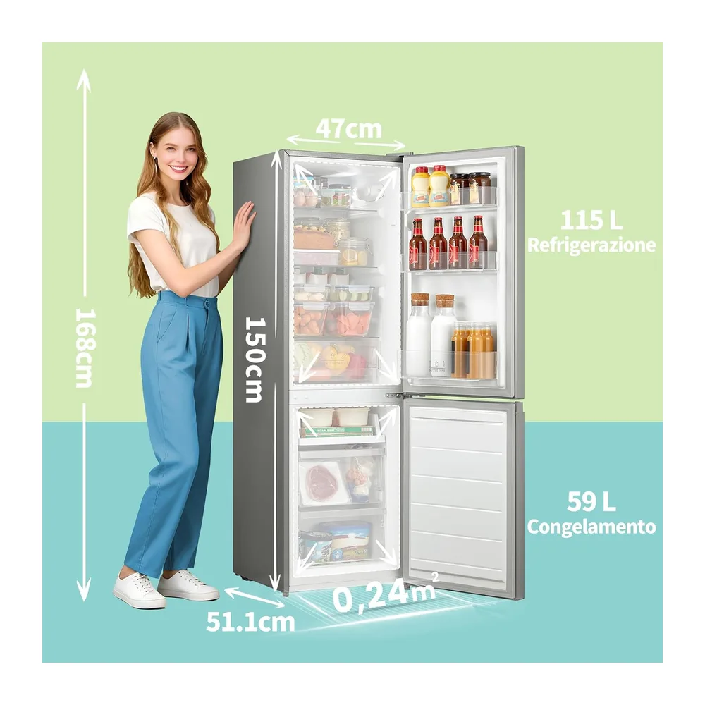 COMFEE' 174L Frigorifero Combinato, Low Frost, RCB169DS2(E) [Classe di efficienza energetica E] — 3