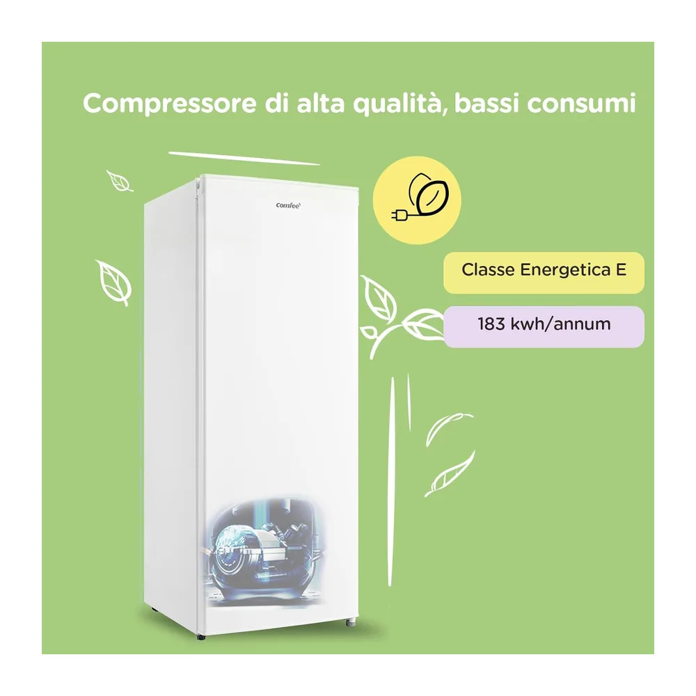 COMFEE' Congelatore Verticale a Cassetti Monoporta 160L con 5 Cassetti [Classe di efficienza energetica E] — 5