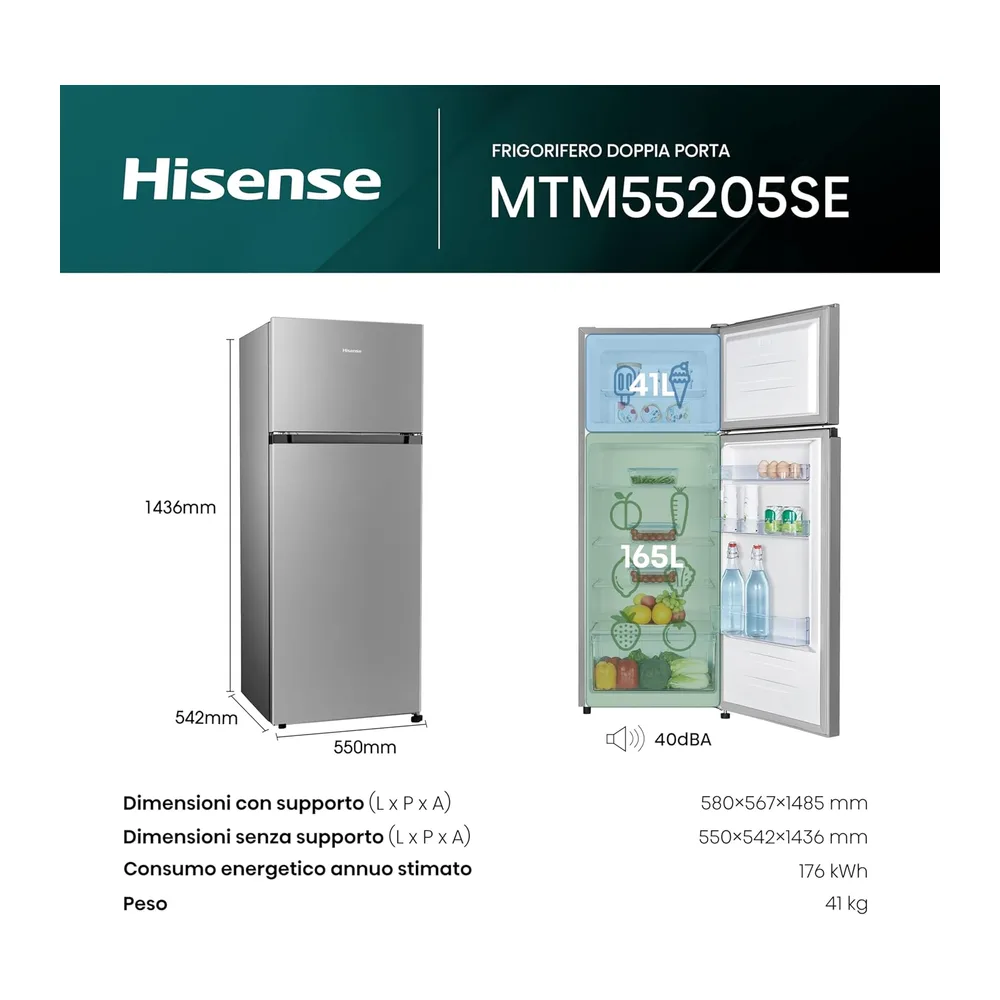 Hisense MTM55205SE Frigorifero Doppia Porta a Libera Installazione Modello 2022 — 2