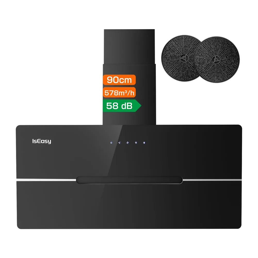 IsEasy Cappa Aspirante 90cm, Cappa Cucina di Scarico/Ricircolo con 578 m³/h Forte Potenza di Aspirazione, 3