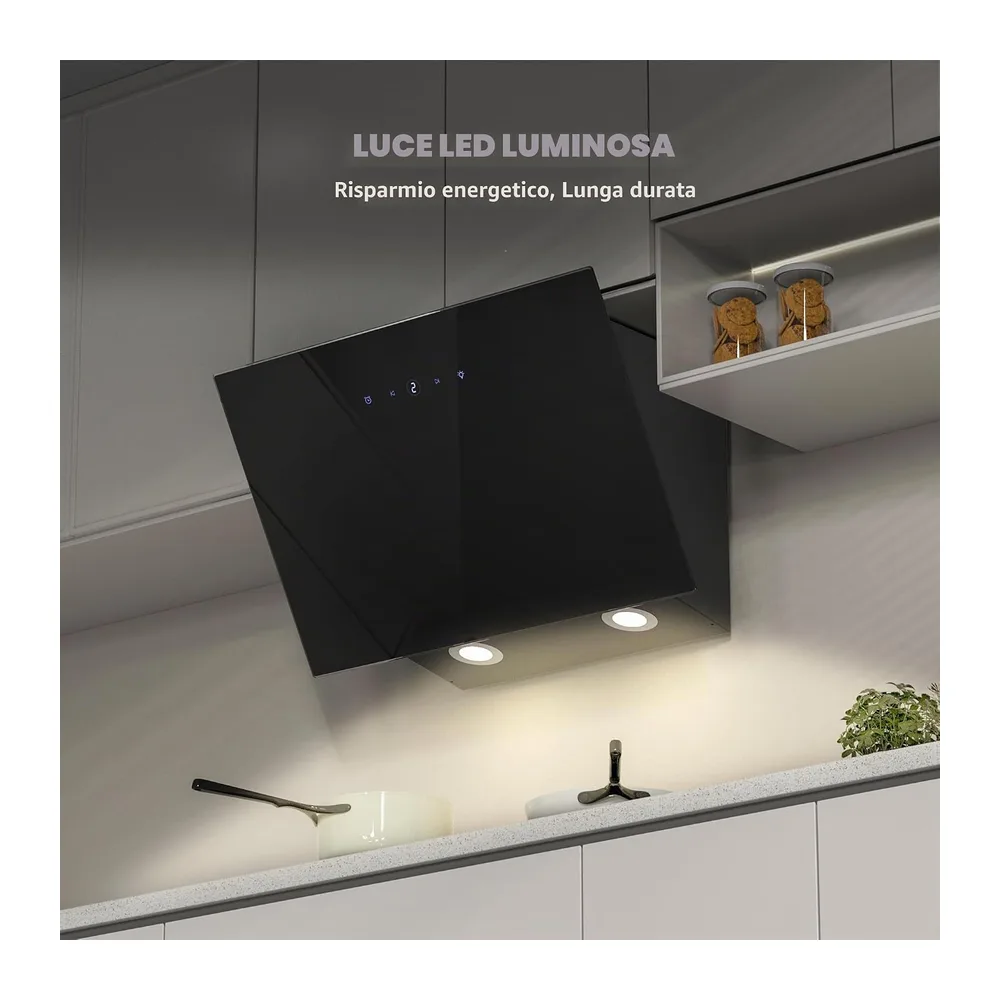FIREGAS Cappa Aspirante 60 cm, 9 Livelli, Ricircolo e Scarico, Nero [Classe di efficienza energetica A++] — 5