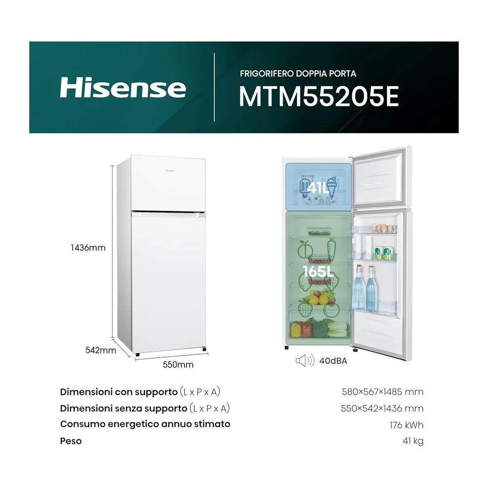 Hisense MTM55205E Frigorifero Doppia Porta a Libera Installazione Modello 2023 — 2