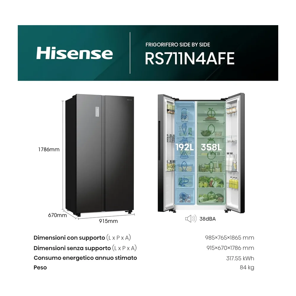 Hisense RS711N4AFE Frigorifero Side by Side — 2