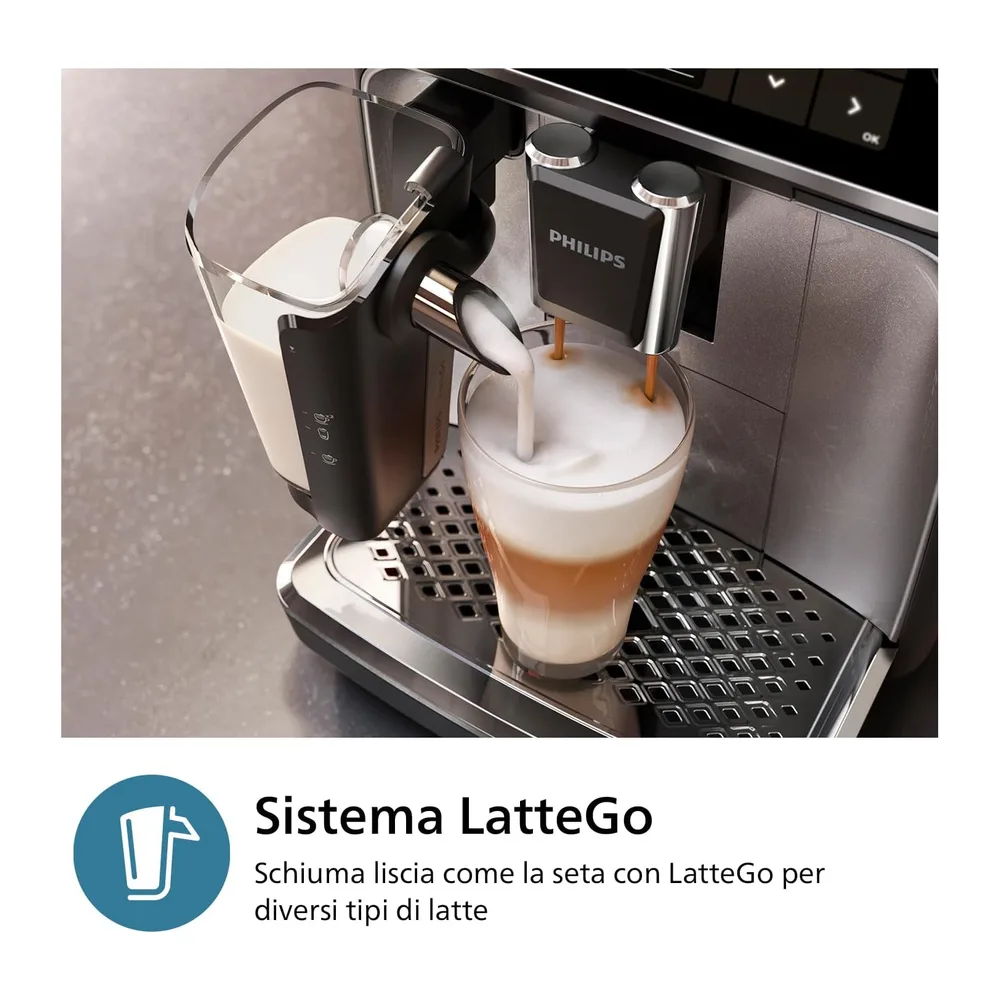 PHILIPS 3300 Macchina Caffè Automatica, 6 bevande, Caraffa LatteGo — 5