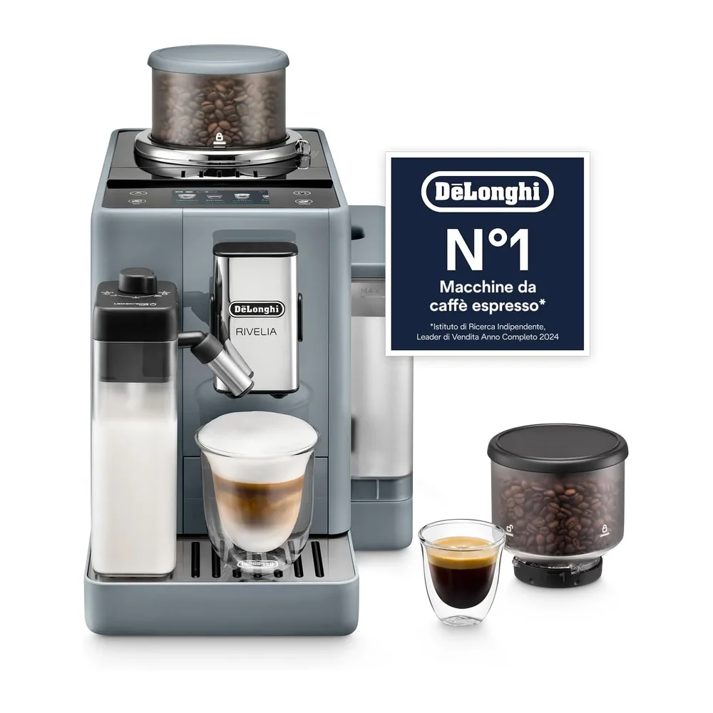 De'Longhi Rivelia Perfetto EXAM440.55.G - Macchina da caffè Automatica, Chicchi Macinati al Momento,