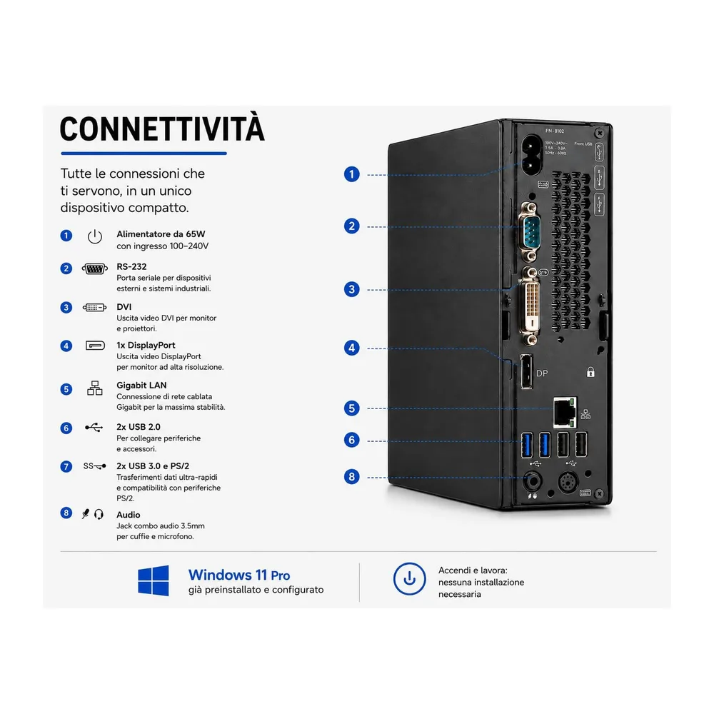 Fujitsu Mini pc Esprimo Q • Intel Core i3 6100T • 8GB Ram • 256 GB Ssd • ingresso USB • WIFI • windows 11 pro — 4
