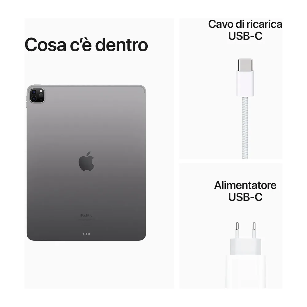 Apple iPad Pro (6ª Generazione, 12.9-pollici, 2022), 256GB, Wi-Fi, Grigio Siderale (Ricondizionato) — 6