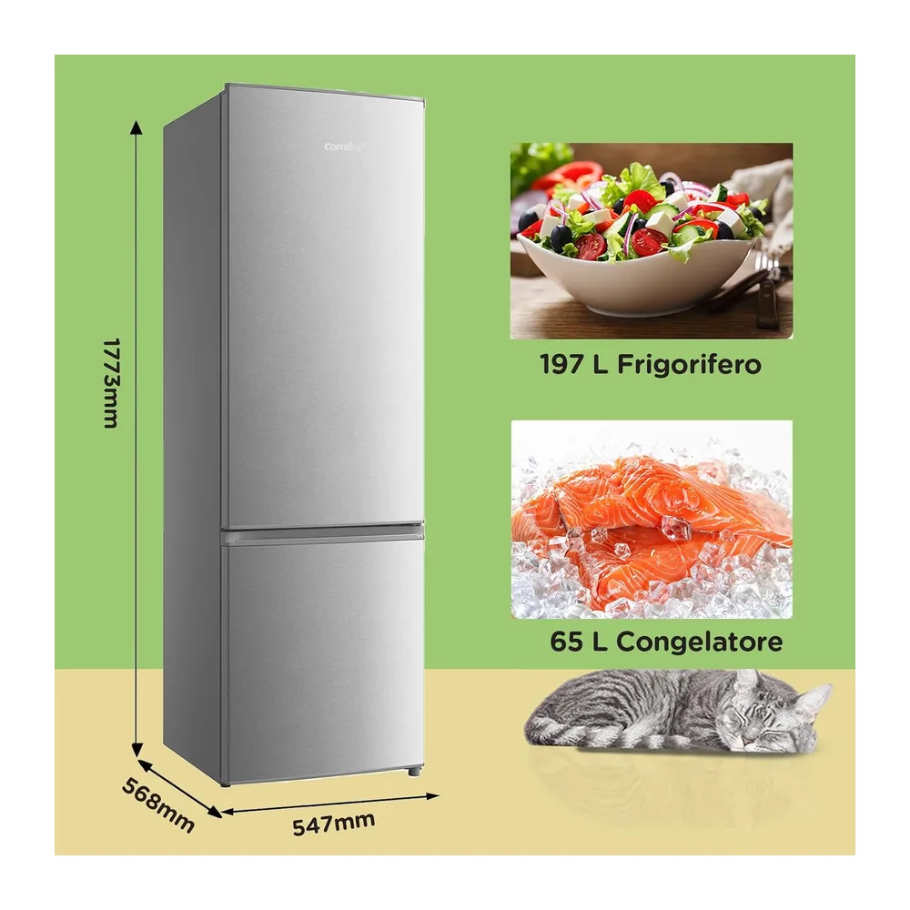 COMFEE' 262L Frigorifero Combinato, Low Frost, RCB359IX2 [Classe di efficienza energetica E] — 2