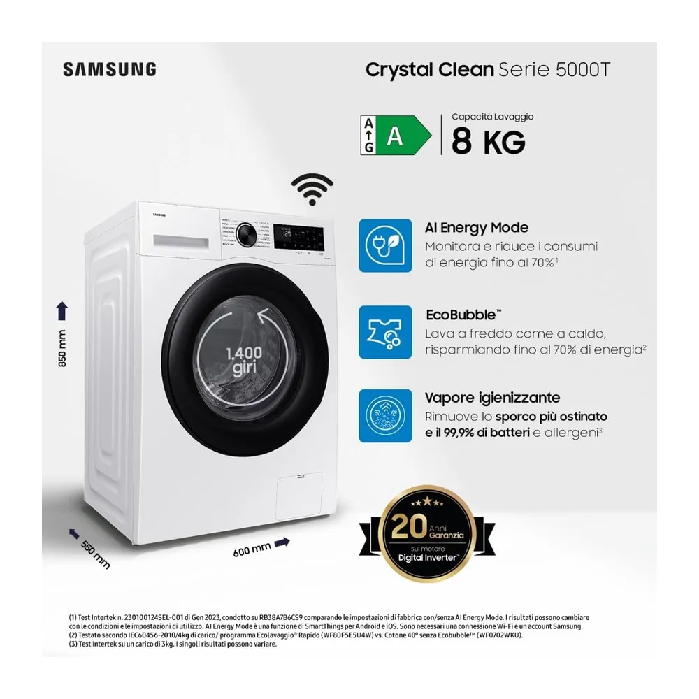 Samsung Lavatrice Crystal Clean WW80CGC04DAEET Libera installazione — 2