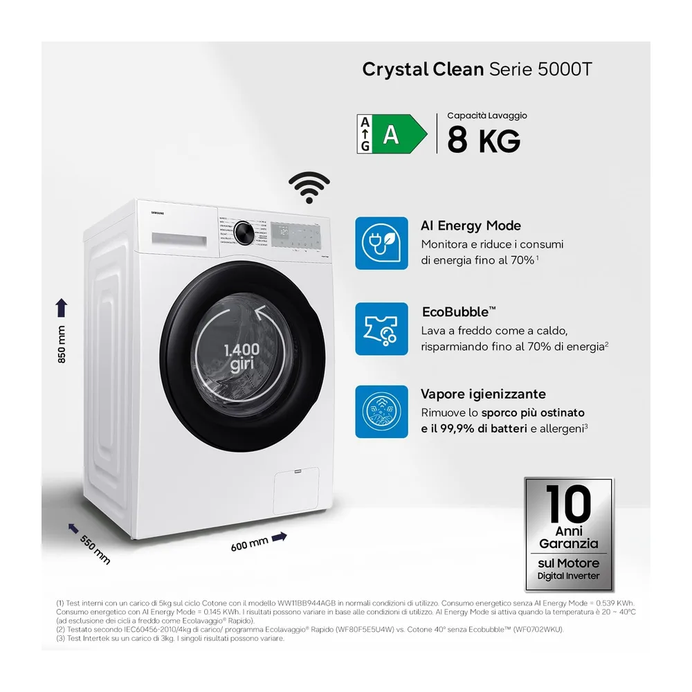 Samsung Lavatrice Crystal Clean WW80CGC04DAHET — 2