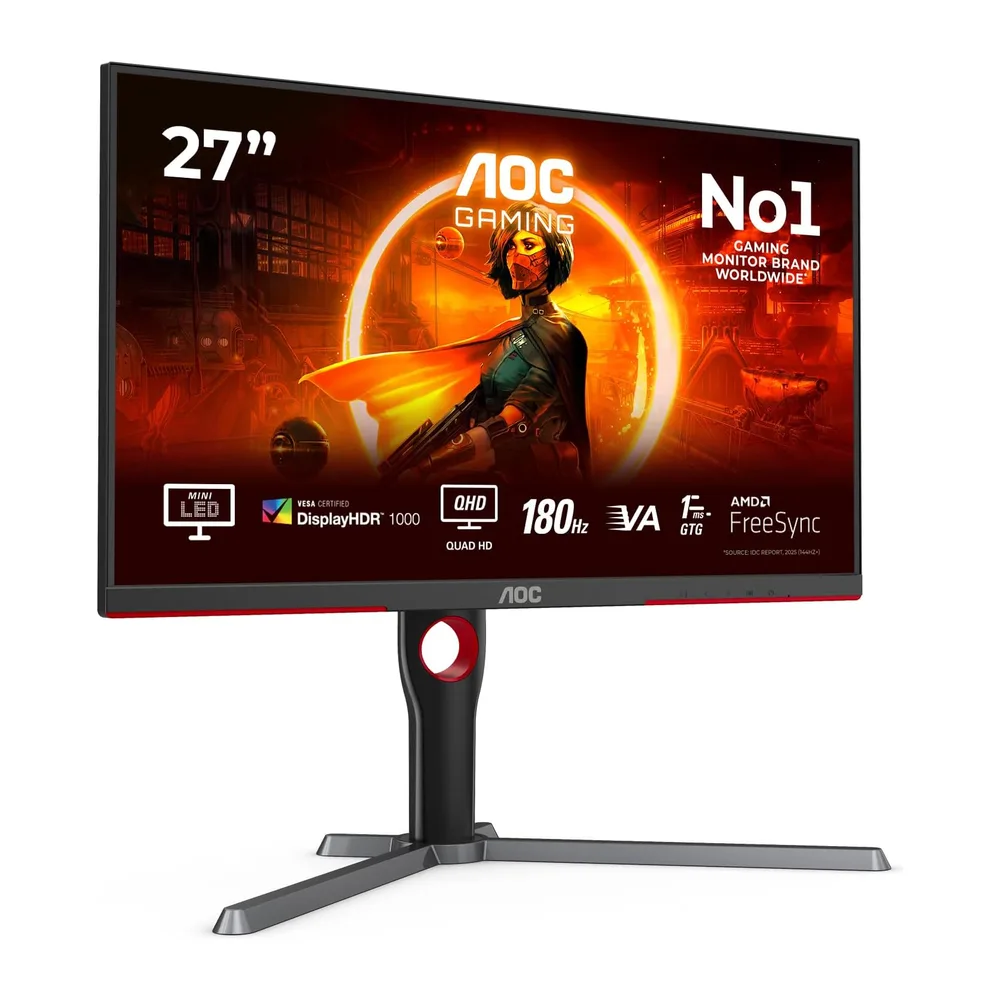 AOC Gaming Q27G3XMN - QHD Monitor da 27 pollici, 180 Hz, FreeSync Prem. Pro., HDR1000 (2560x1440, 1 ms GtG,
