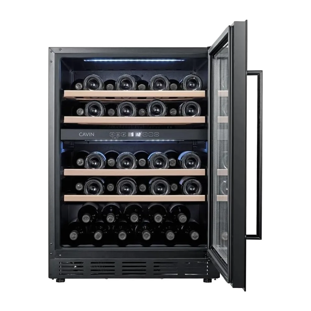 Cavin Cantinetta vino da incasso, Arctic Collection 60D Fullglass Nero, una capacità di 46 bottiglie, display — 2