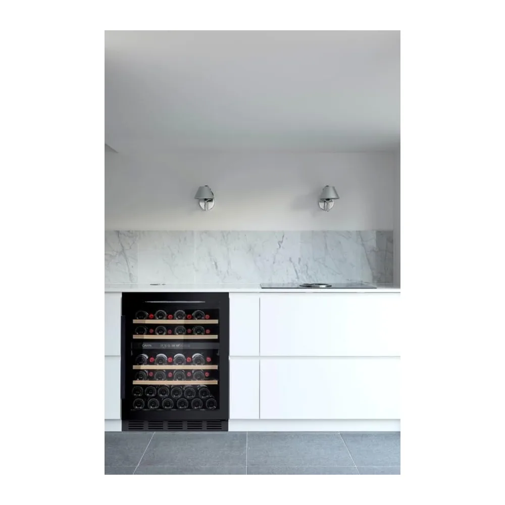 Cavin Cantinetta vino da incasso, Arctic Collection 60D Fullglass Nero, una capacità di 46 bottiglie, display — 4