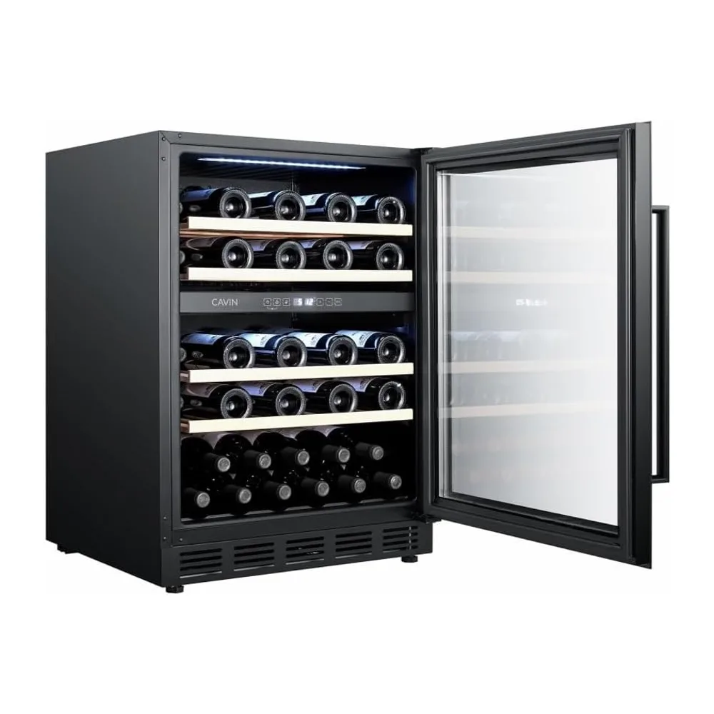 Cavin Cantinetta vino da incasso, Arctic Collection 60D Fullglass Nero, una capacità di 46 bottiglie, display — 5