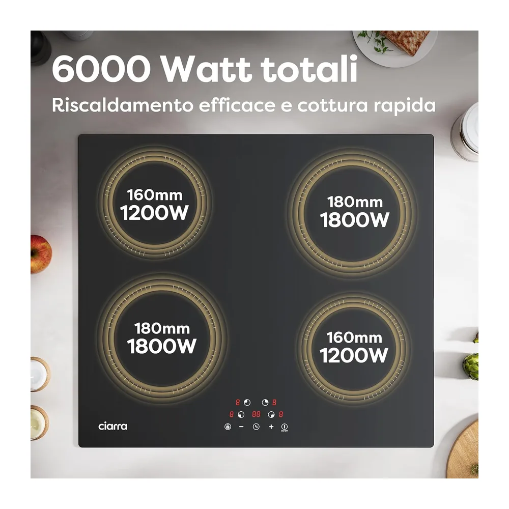 Ciarra Piano Induzione 4 Fuochi 60 cm Limitatore di Potenza 2,8/3,5/6 kW — 6