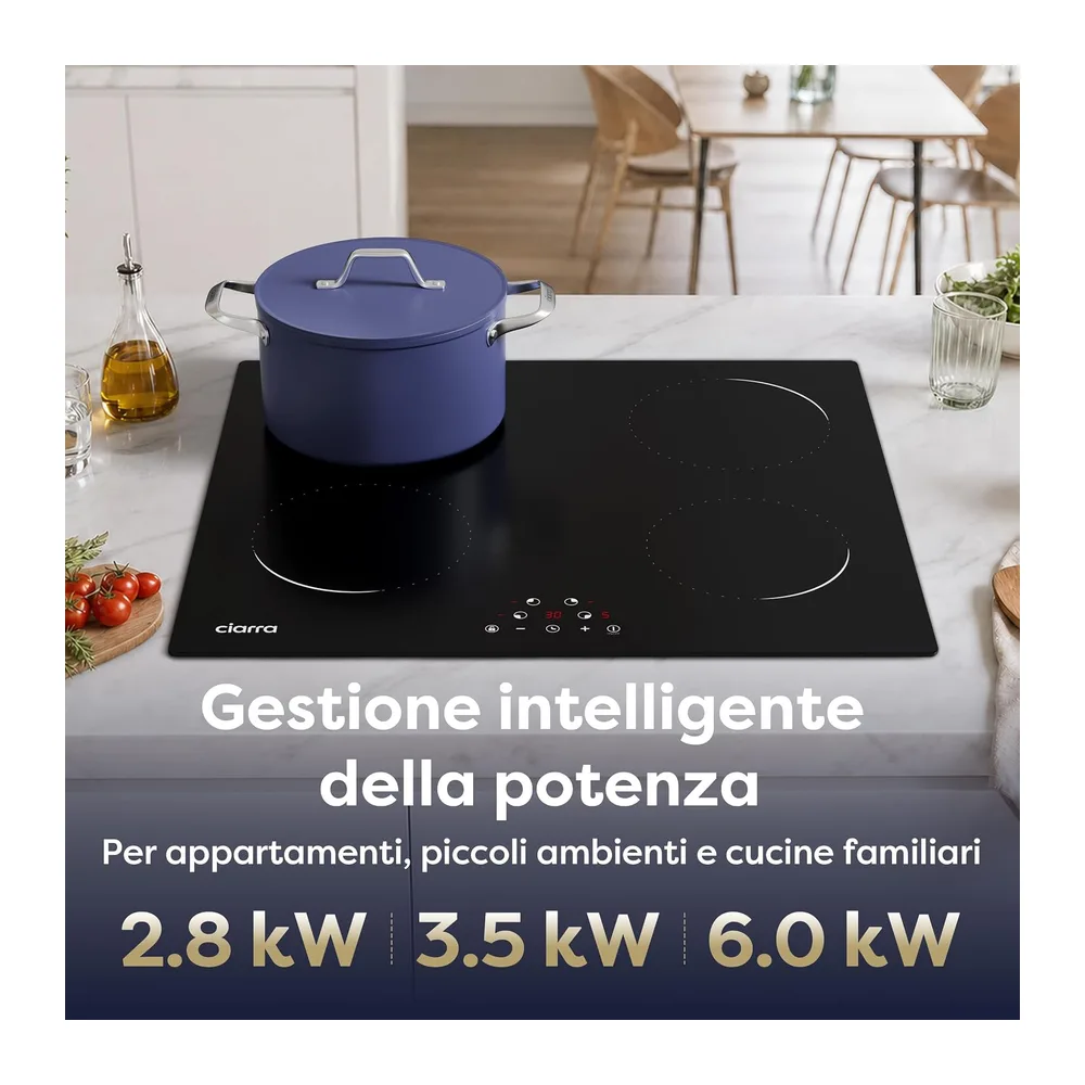Ciarra Piano Cottura a Induzione 4 Fuochi 60 cm 6000W — 3