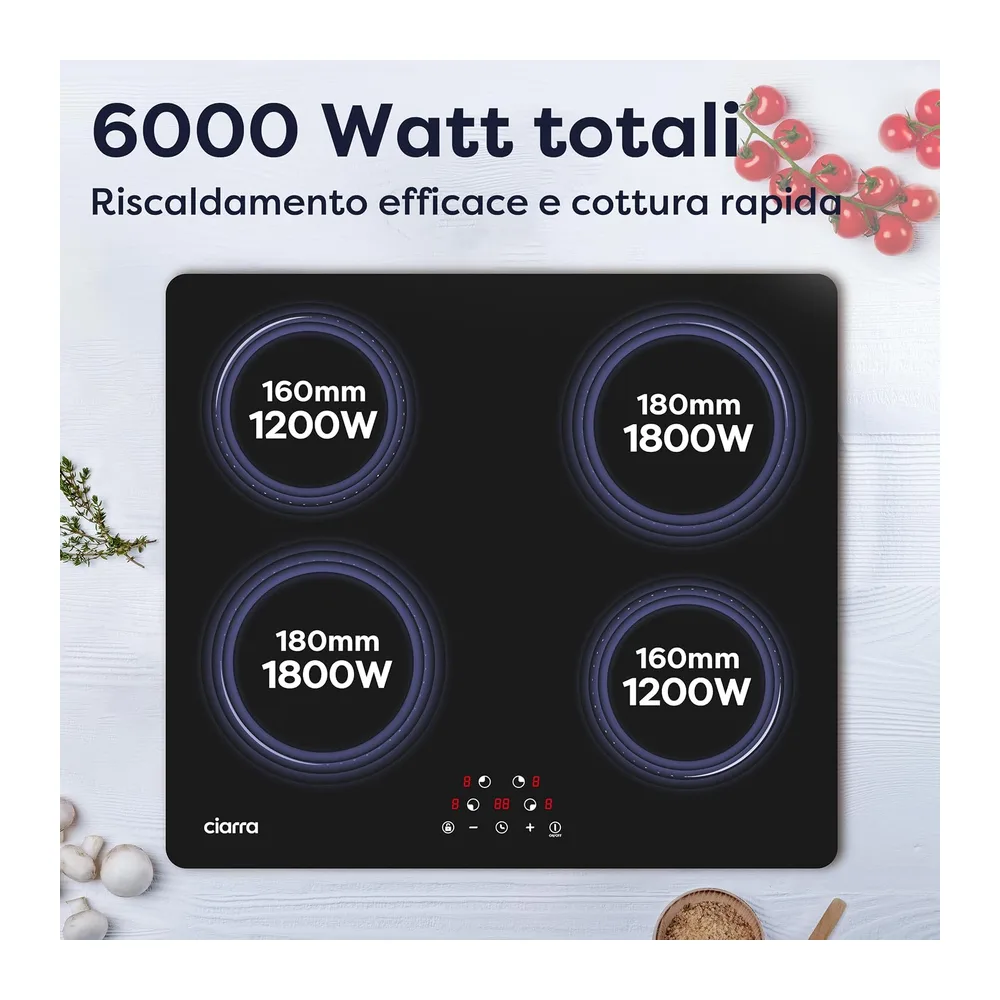 Ciarra Piano Cottura a Induzione 4 Fuochi 60 cm 6000W — 4