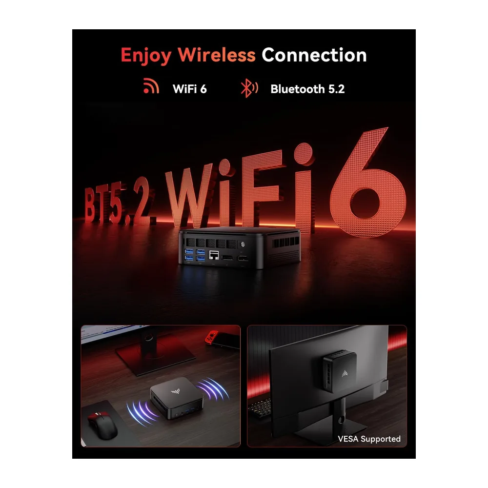 NiPoGi E3B Mini PC ΑΜD Ryzen 5 7430U 32GB RAM/512GB SSD WiFi 6/BT5.2 — 5