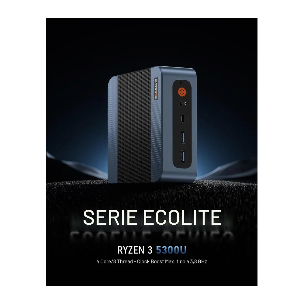 BOSGAME E5 Mini PC Windows 11 Pro, AMD Ryzen 3 5300U (fino a 3.8GHz), 8GB DDR4 256GB SSD, Mini PC Ryzen con — 2