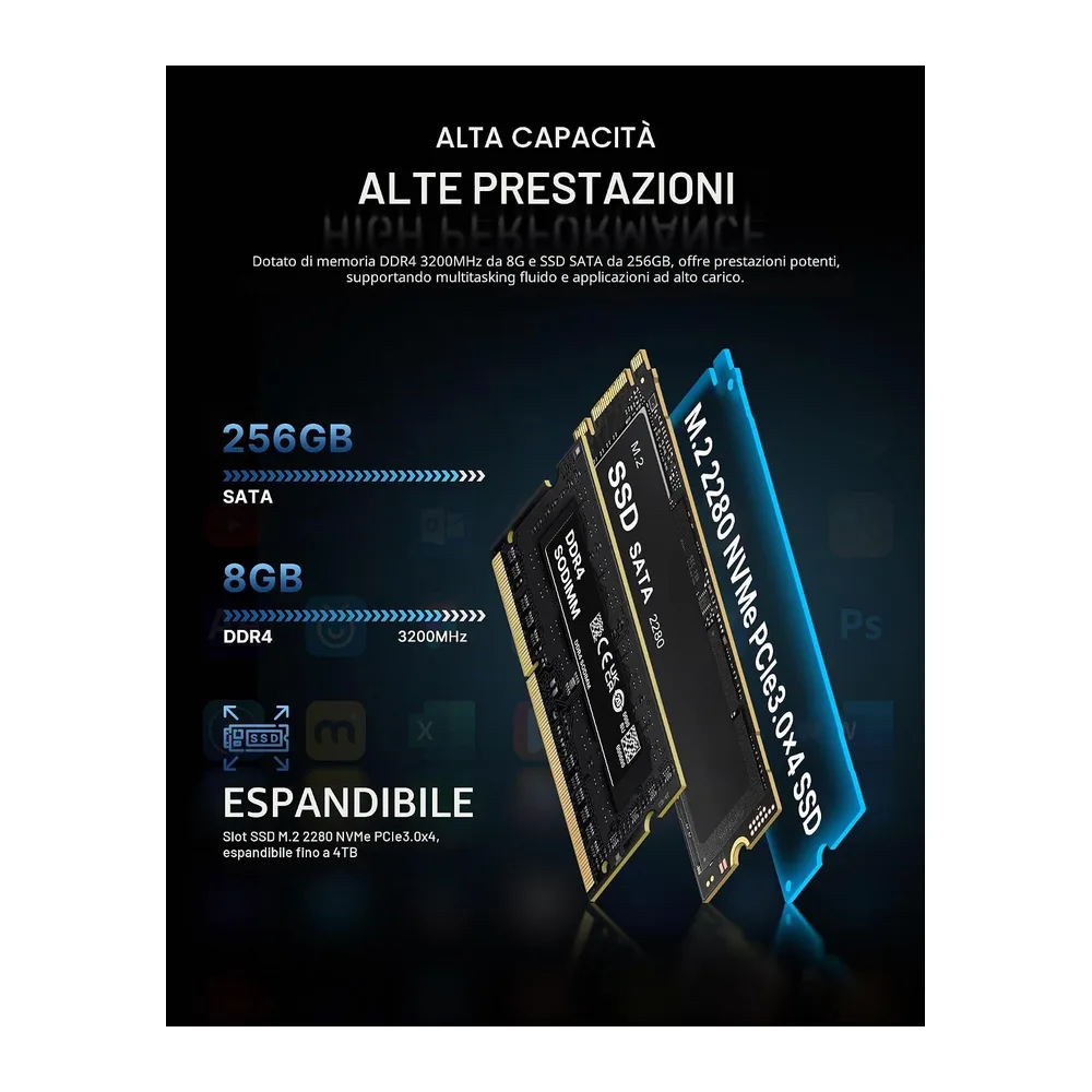 BOSGAME E5 Mini PC Windows 11 Pro, AMD Ryzen 3 5300U (fino a 3.8GHz), 8GB DDR4 256GB SSD, Mini PC Ryzen con — 6