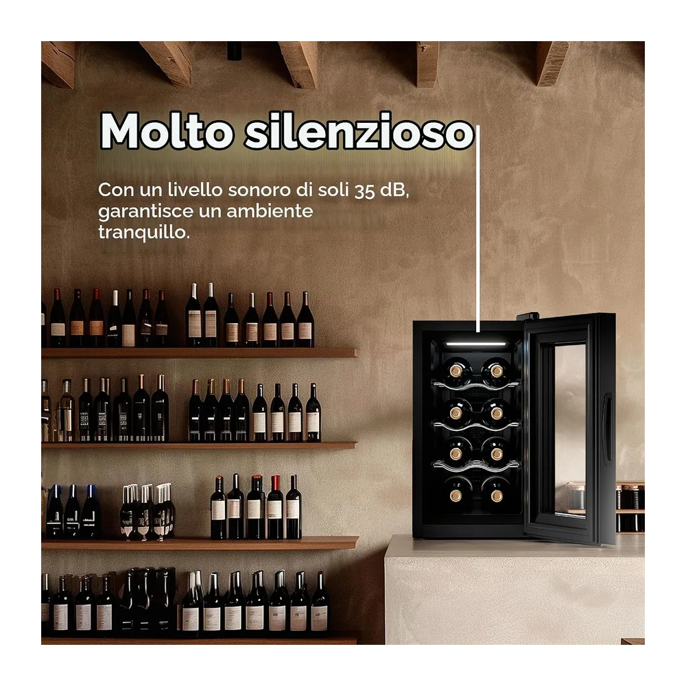 EVVO Enoteca 8 Bottiglie, Portabottiglie Verticale, Display Temperatura Interna, Tecnologia di Enferamento — 4