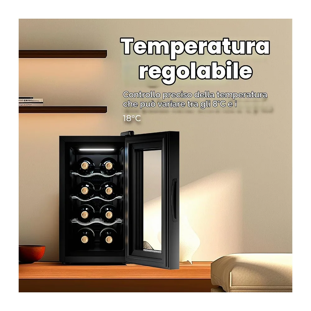 EVVO Enoteca 8 Bottiglie, Portabottiglie Verticale, Display Temperatura Interna, Tecnologia di Enferamento — 5