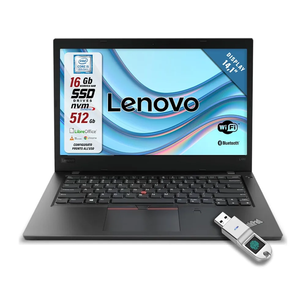 Lenovo ThinkPad - Pc portatile Intel i5-8250U - Pronto All'Uso con Libre - Display da 14,1" - Ram 16Gb SSD