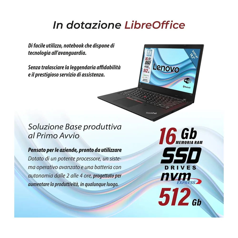 Lenovo ThinkPad - Pc portatile Intel i5-8250U - Pronto All'Uso con Libre - Display da 14,1" - Ram 16Gb SSD — 2