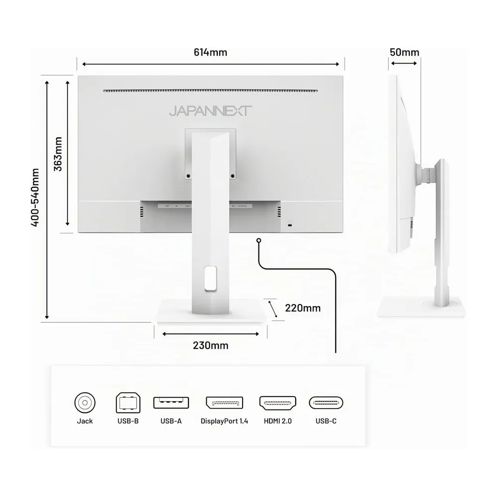 JapanNext Monitor Bianco 27" IPS 4K UHD (3840x2160) HDR — 3
