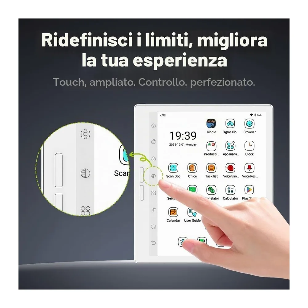 Bigme B751C Color - Tablet e-Ink da 7 pollici con penna e custodia inclusa, 4 GB/64 GB, Android 14, supporto — 5