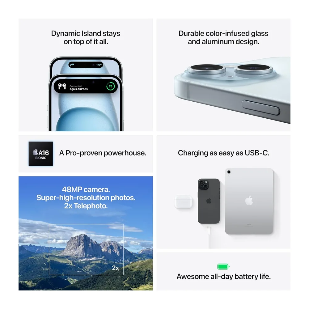 Apple iPhone 15, 128GB, Nero (Ricondizionato) — 5