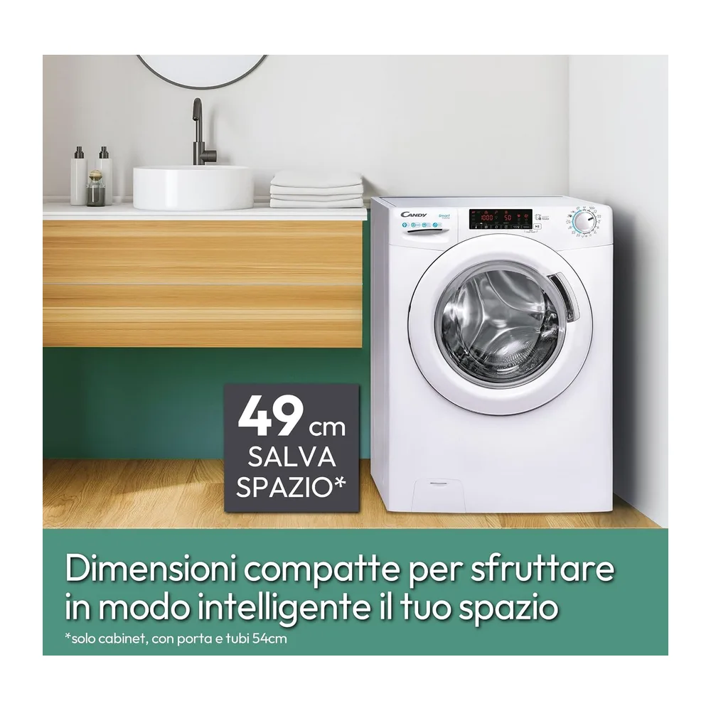 Candy Smart Lavatrice 8kg, carica frontale, Classe B, 1200 giri, 16 Programmi, Cicli Rapidi, Partenza — 2
