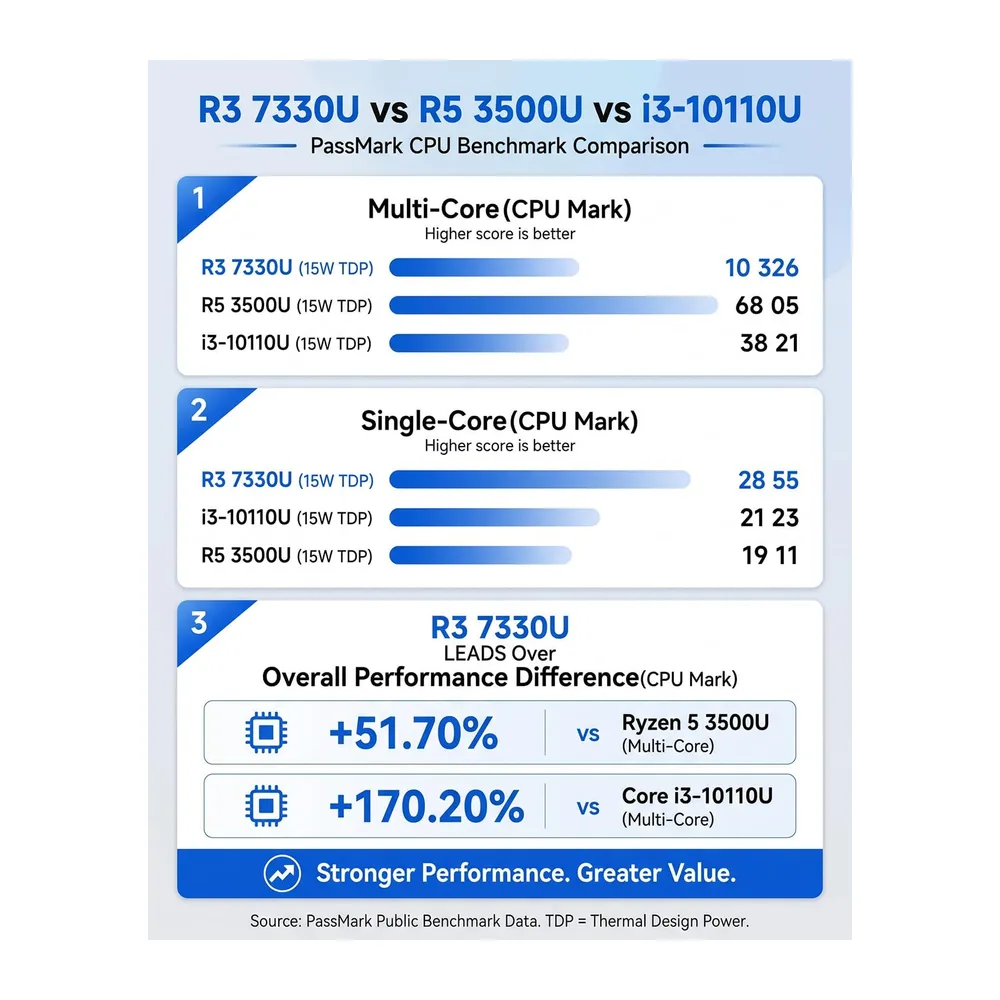 NiPoGi Pinova P2 Mini PC,АMD Ryzen 7330U,Win-11 Pro,(4C/8T,fino a 4,3GHz) — 4