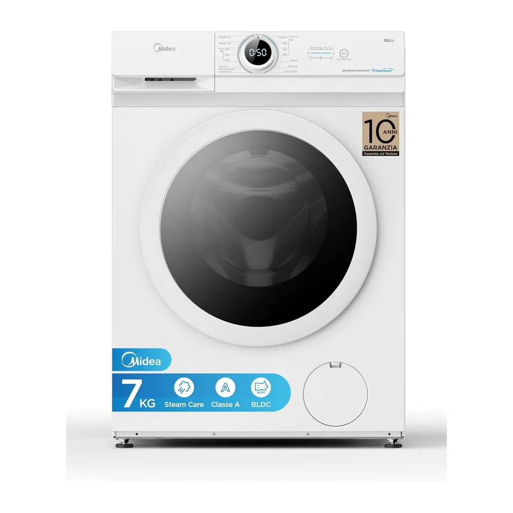Midea Lavatrice Slim 7 kg Classe A 1400 Giri Motore BLDC [Classe di efficienza energetica A]