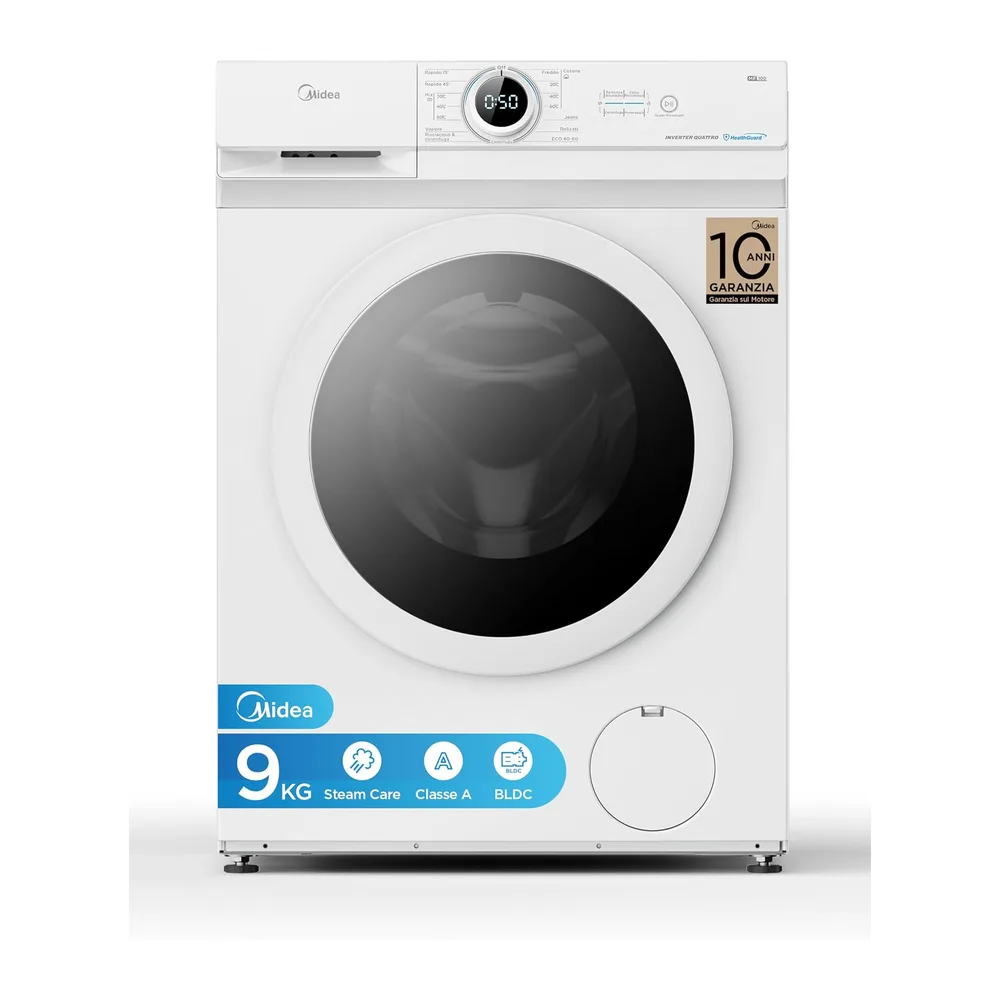Midea Lavatrice Slim 9 kg Classe A 1400 Giri Motore BLDC [Classe di efficienza energetica A]