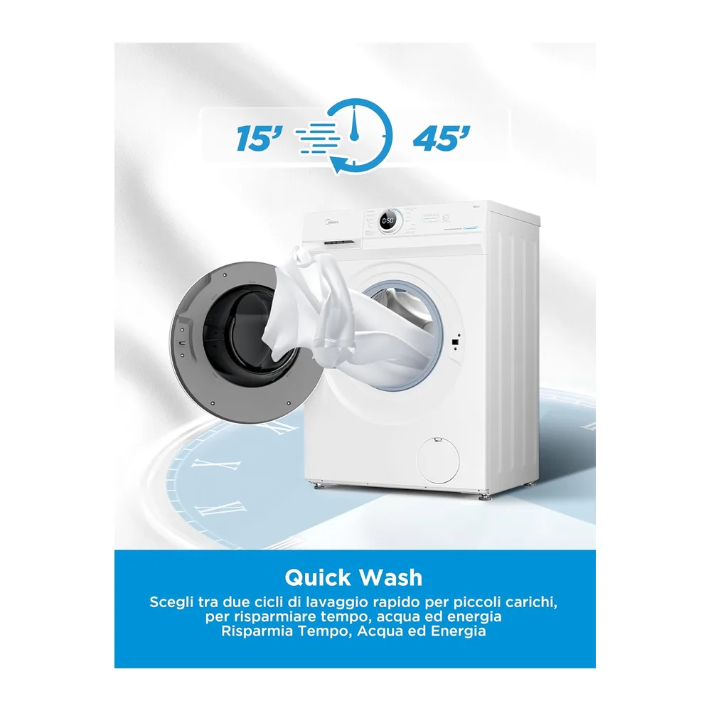 Midea Lavatrice Slim 9 kg Classe A 1400 Giri Motore BLDC [Classe di efficienza energetica A] — 4