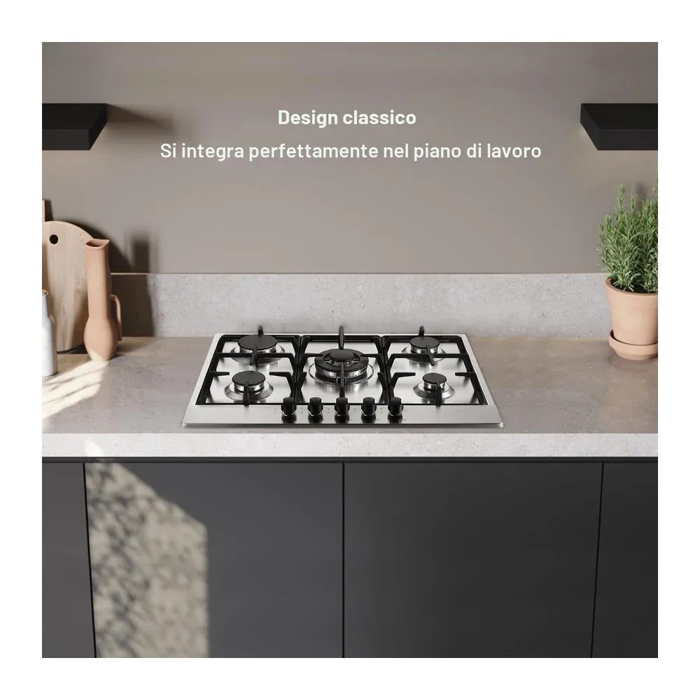 SNDOAS Piano Cottura 5 Fuochi, Piano Cottura 68cm, Acciaio Inossidabile — 2