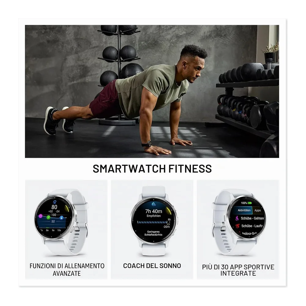 Garmin Venu 3, Smartwatch AMOLED 1,4", Cassa 45mm, Microfono e Speaker, Musica, Pay, +30 App sport, GPS, — 2