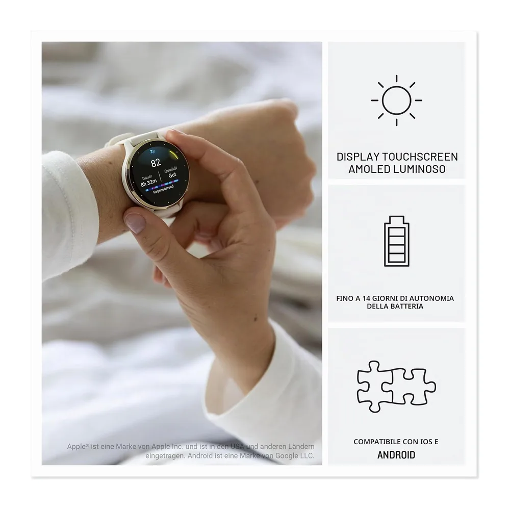 Garmin Venu 3S, Smartwatch AMOLED 1,2", Cassa 41mm, Microfono e Speaker, Musica, Pay, +30 App sport, GPS, — 3